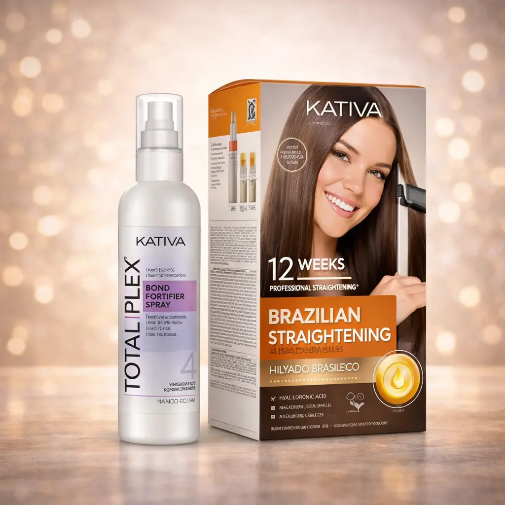 Kativa Brazilian Keratin Hair Straightening Complete Kit + Plex Repair Sealer, Gluten Free Haircare for Smooth, Frizz-Free Hair - Limited Edition, 395mL