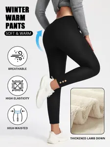 Women's High Waist Yoga Pants, Fleece Lined Tight-Fitting Workout Bottoms, Comfortable Elastic Fabric with Pockets, Casual Daily Wear, Height Elastic Leggings