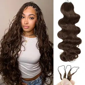 [NEW ARRIVAL] ISEE HAIR #4 Chocolate Brown & Highlight Crochet Human Hair Body Wave Designed for Miracle Knots Pre Separated 50g/Pack Knotless Boho Braids Vacation Hair Plush Texture Time Saving Wear #ISEECrochetNewArrivals #SummerVibes