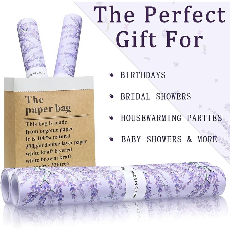 Thenshop 30 Sheets Floral Scented Drawer Liners 14 x 19.5 Inch Dresser Drawer Liner Shelf Non Adhesive Paper Sheets for Kitchen Cabinet Home Shelf Closet(Purple,Lavender)