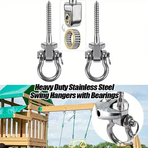 Heavy Duty Swing Hangers with Bearings, 2-Pack - Stainless Steel Porch Swing Hardware for Patio & Playground, Quiet Swivel Hooks - Indoor/Outdoor Heavy Duty Swing Hardware, 1500LB Capacity