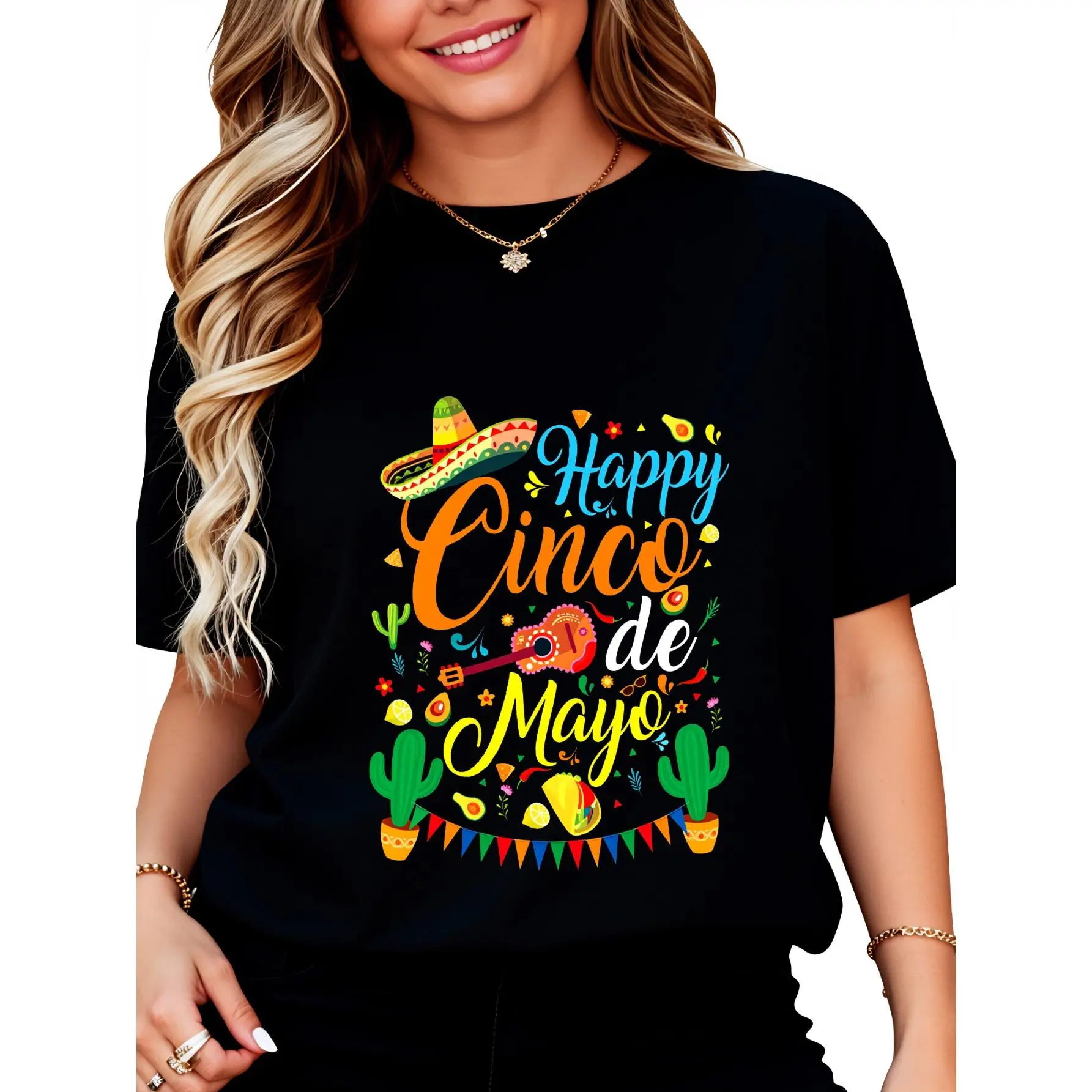 Happy Cinco De Mayo T-Shirt for Women Men Mexican Fiesta Vacation Shirt 5th May Festival Tees Tops Cotton Clothing