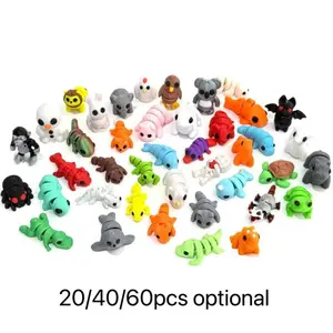 New 3D printed animal model toy set, 20/40/60PCS, flexible and movable, collectible, desktop or bookshelf decoration, stress-relieving ornaments, flexible and movable joints, home and office decoration. A handmade gift for children, teenagers and adults.