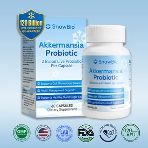 SnowBio Akkermansia Dietary Probiotic + Prebiotic Fiber Supplement – 120B Live Strains for Gut Health, Digestive Support, Metabolism Boost (60 Capsules)