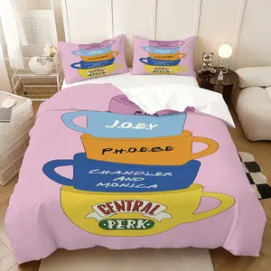 3-Piece Friends Themed Bedding Set (1 Duvet Cover + 2 Pillowcases), Lightweight Soft All-Season Bedding, No Comforter, Ideal for Bedroom, Home & Dorm Decor Gift