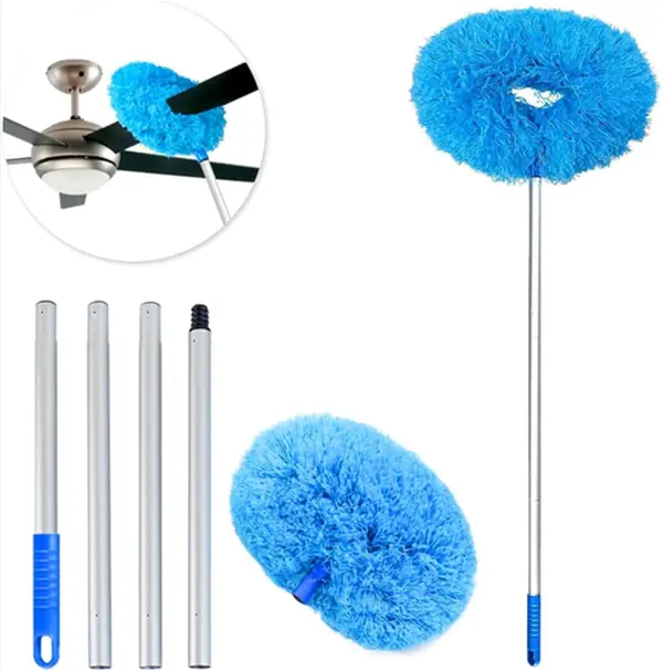 Extendable Handle Ceiling Fan Duster, Ceiling Fan & Household Dust Buster, Removable Washable Microfiber Cleaning Brush, Lightweight Reusable Eco-Friendly Dust Removal Tool for Home Kitchen Interior Ceiling Fan Household Cleaning