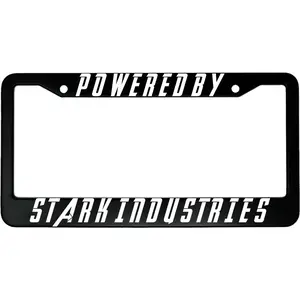 Powered By Stark Industries Avengers Ironman Car License Plate Frame, Car Accessories