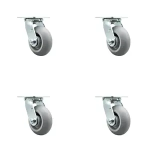 Service Caster SCC-30CS520-TPRRD-4 Thermoplastic Rubber Donut Tread Swivel Top Plate Casters, Heavy Duty with 5 in. Wheels - 1400 lbs Total Capacity - Set of 4