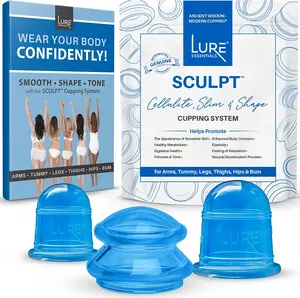 SCULPT Lymphatic Massage - Cupping Therapy Massager for Belly, Legs, Thighs, Arms, Bum Silicone Cupping Set