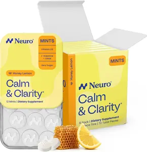 Neuro Honey Lemon Calm & Clarity Mints - Sugar Free with L-theanine, Vitamin D3 & GABA for Relaxation and Focus
