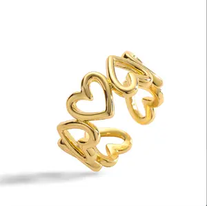 Gold Heart Adjustable Ring - Gold Plated, No Warning Applicable, Stylish Design