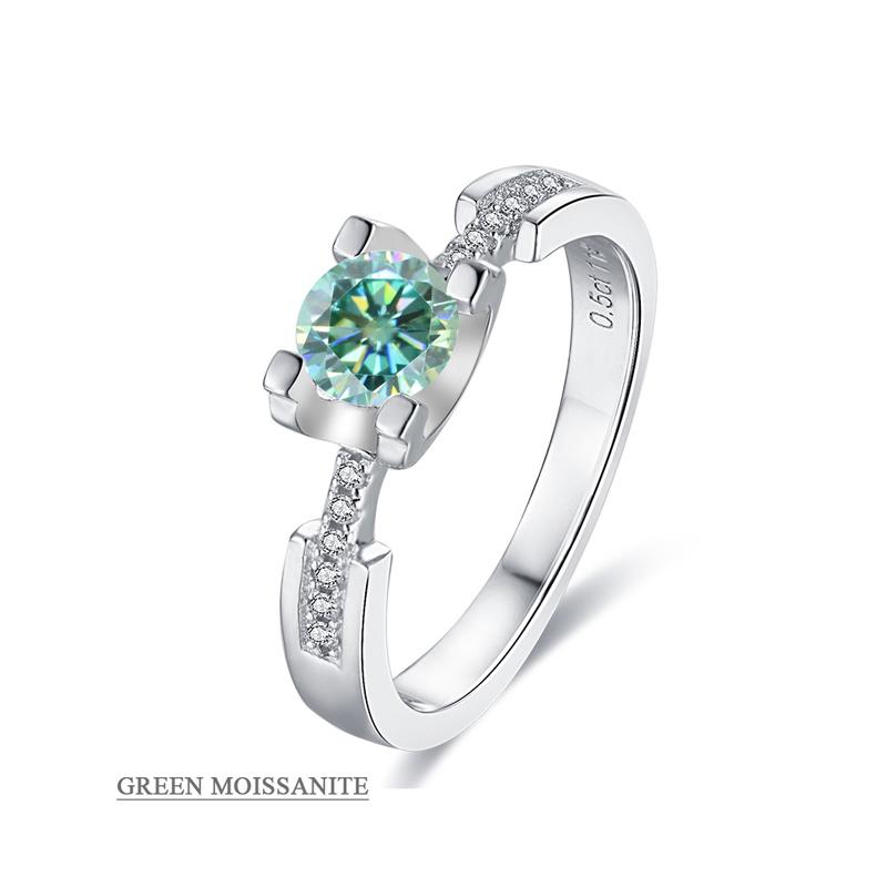 0.5 Carat Moissanite Engagement Ring Sterling Silver 925 Prong Setting Classic Solitaire Ring for Women,Light Luxury Bridal Jewelry Valentines Day Gift Proposal Present For Her
