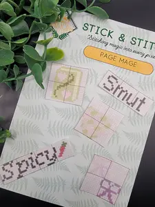 Page Mage Designs Cross-Stitch Stick and Stitch Pack - DIY Needlework Hobby Craft Set