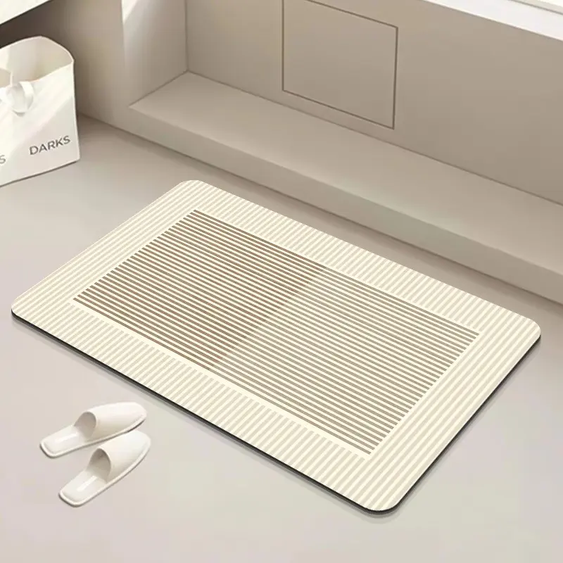 Light Luxury Diatomaceous Earth Doormat - Non-Slip, Absorbent, Quick-Dry Household Textile for Bathroom Use, Stain-Resistant Home Vanity Accessory