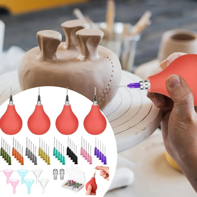 4 Set Pottery Tools Supplies,Including Slip Trailing Bottles,Ceramics Glaze Applicator,Precision Tips Applicator for Pottery Bottles Glaze,3 Ounce Clay Tools Set,DIY Hand Tools Kits