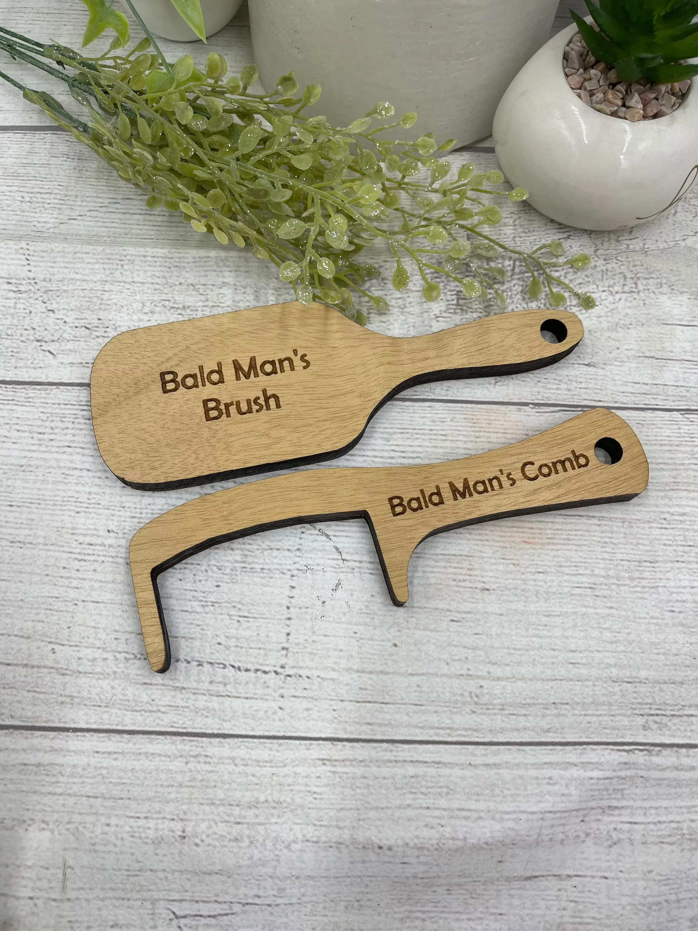 Humorous Bald Man Grooming Kit: Novelty Brush & Comb Set for Hair