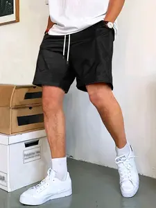 Men's Summer Casual Shorts, Comfortable Fitted Pants, Simple Style, Trendy Men's Clothing, Plain Pattern, No Ca Prop 65 Warning