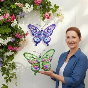 3D Colorful Iron Art Butterfly Wall Hanging - Animal-Shaped Decorative Hanging Decor, Creative Home Decor for Outdoor Courtyard Fences and Landscaping, Animal-Shaped Hanging Decor