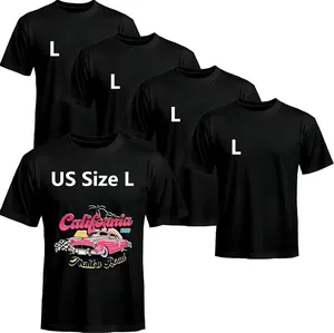 5 Pack Black Blank T-Shirts - Bulk Crew Neck Short Sleeve Wholesale Plain Polyester Tees for DIY Daily Wear Comfortable Versatile