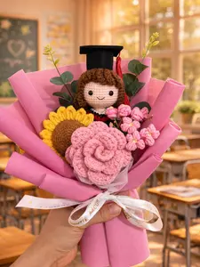 Handmade Crochet Graduation Bouquet  Amigurumi Doll & Sunflower Keepsake Gift Class of 2026