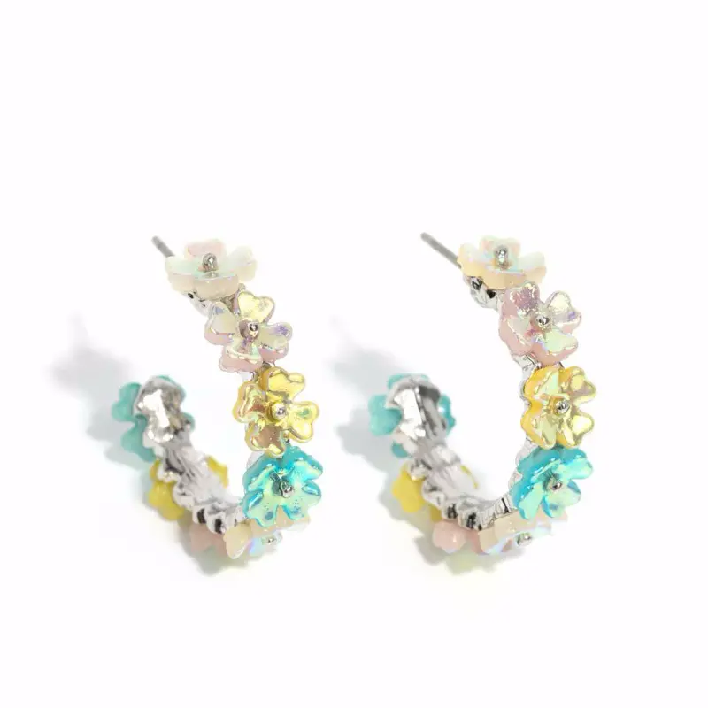 Paparazzi Floral Focus Multi Earrings with Lightweight Design, Post Back, Featuring Colorful Beads and Floral Accents