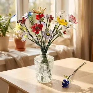 Handmade Glass Birth Month Flower Bouquet – Colorful Artisan Glass Flowers, Unique Birthday Gift, Decorative Floral Arrangement for Home, Personalized Birth Flower Gift Idea