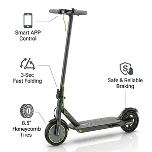 Foldable Smart Electric Scooter For Adults, 350W Motor, Top Speed Of 19MPH, 18Miles, 8.5'' Tires, LED Lights, 5.2Ah, Smart APP Control E Scooter