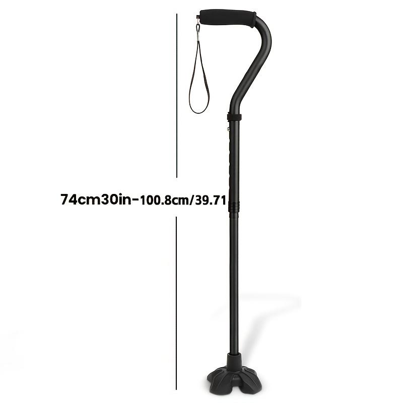 Walking Cane for Men and Women - Stand Alone Folding Cane with Wrist Strap, EVA Foam Handle and Wide Quad Base for Stability, Lightweight Support for Seniors & Elderly