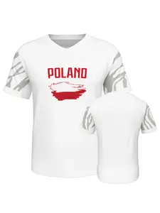 Poland soccer jersey men,Men's World Cup Soccer Jersey Breathable Short Sleeve Football Shirt Casual Athletic Fan Edition Sportswear Top,Comfortable and quick drying streetwear casual wear,soccer jersey men plus size,Cheer for World Cup events