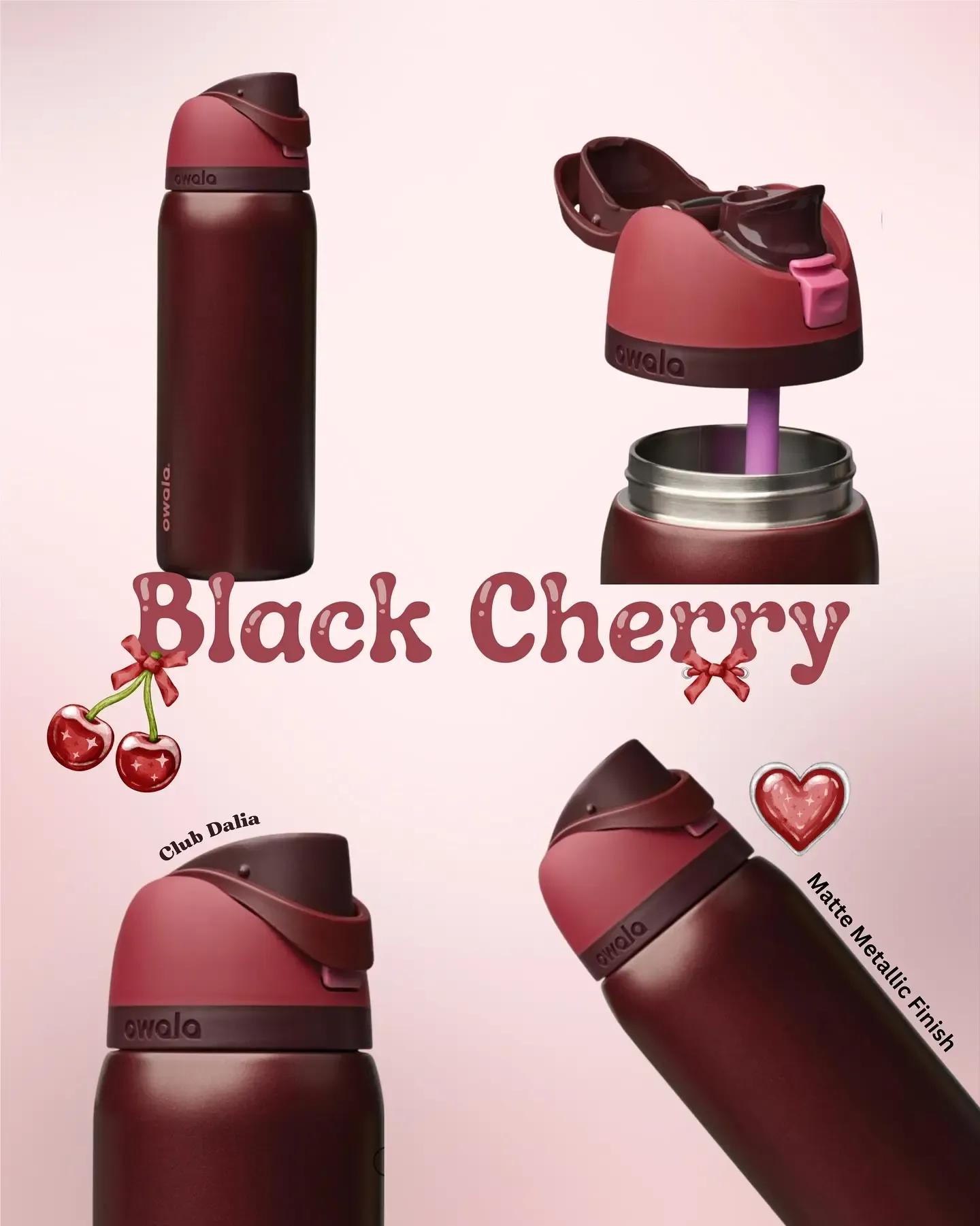 Owala FreeSip 32oz Black Cherry Insulated Water Bottle Limited Edition Model Leak Proof Built In Straw BPA Free Double Wall Stainless Steel Stylish Gift for Her Daily Hydration