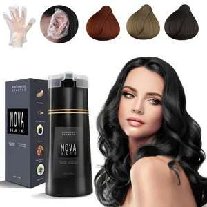 【Original NOVA】Hair Dye Shampoo Nova Hair Instant Dye Shampoo Nova Hair Dye Shampoo 3 in 1 for Men & Women (Black) Haircare herbal ingredient natural Cleanser Conditioner Flawless Cleansing