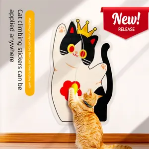 New Polyester Cartoon Cat Paw Wall Sticker Scratching Pad and Post for Cat Lovers Durable & Easy to Apply Decorative Ornaments Blue