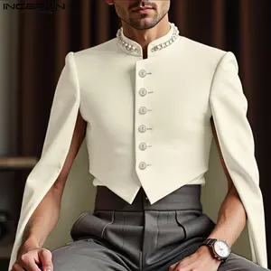 INCERUN Men's Vintage And Elegant Short Suit Jacket With Three-Dimensional Cape Sleeves, Ideal For Classical Concerts And Gatherings