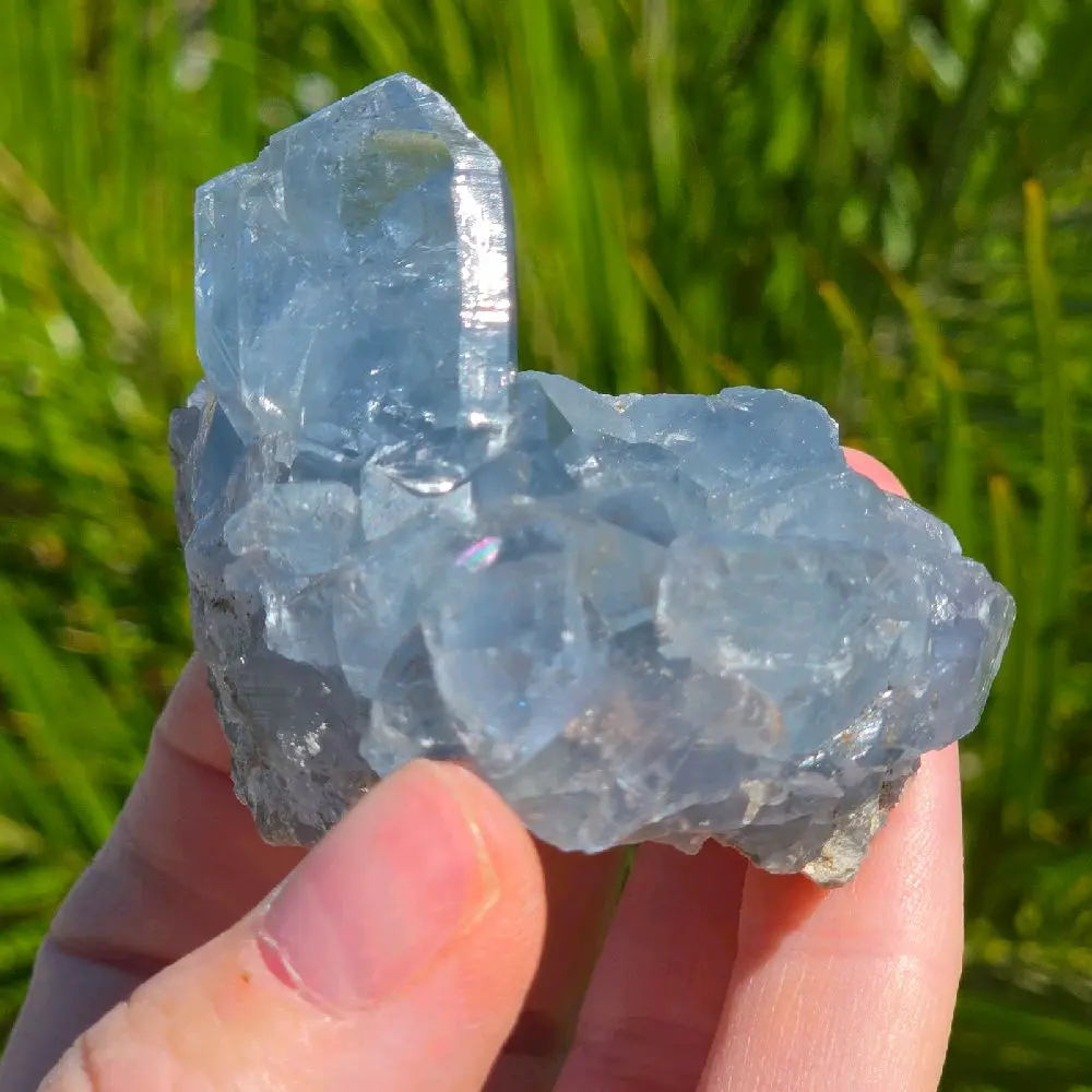 Raw Sky-Blue Celestite Crystal Cluster – Natural Madagascar Specimen