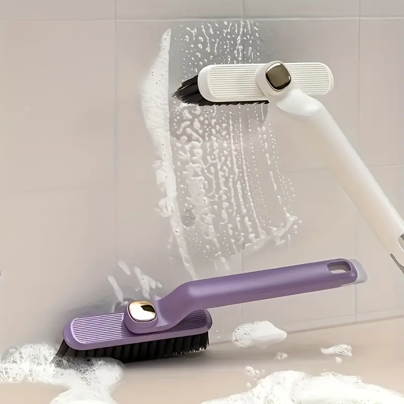 2-in-1 Rotating Cleaning Brush - Versatile for Kitchen, Living Room, Bathroom & More - Durable Bristles for Tile, Grout & Wall Cleaning