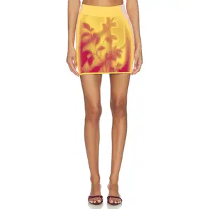PH5 Alani Window Print Mini Skirt in Golden Orange