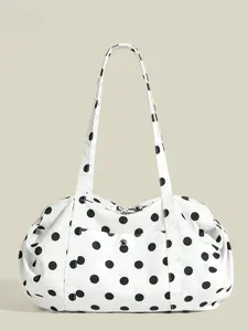 Mint Korean Polka Dot Nylon Shoulder Bag, Simple Commute Office Crossbody Tote, Daily Outing Shopping Date Travel Versatile Casual Women's Bag