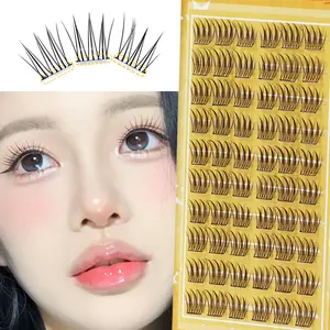 Natural Cluster False Eyelash Extension Kit, Glueless Lashes Clusters, Self-Adhesive C Curl Lashes, Fluffy Volume Eyelashes, 60 Pieces, 11-12mm, Fluffy Style, Suitable for Beginners