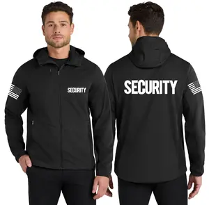 Men's Security Soft Shell Hooded Wind Breaker Guard Jacket Wind & Water Resistant