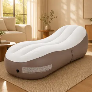 Ergonomic S-Wave Inflatable Lounger with Raised Headrest, Portable Air Sofa Bed for Beach, Backyard, Camping, Travel & Relaxation