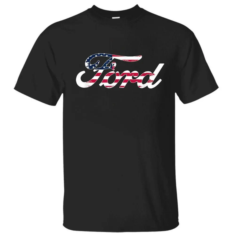 Ford Script American Flag Logo T-Shirt, Men's Graphic T-Shirt, Unisex Graphic Tee, Gift For Him, Casual Cotton Top Short SleevesMen’s Premium Graphic Tee
