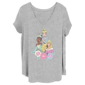 Junior's Disney Floral Princess T-Shirt