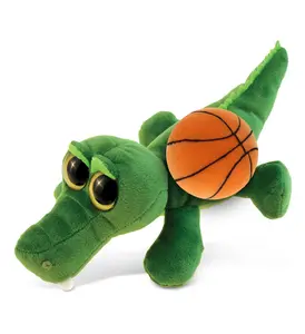 DOLLIBU 6" Polyester Big-Eye Basketball-Themed Stuffed Alligator, Toddler-Safe Plush Play Toy for Kids, Toddler-Safe Stuffed Toys