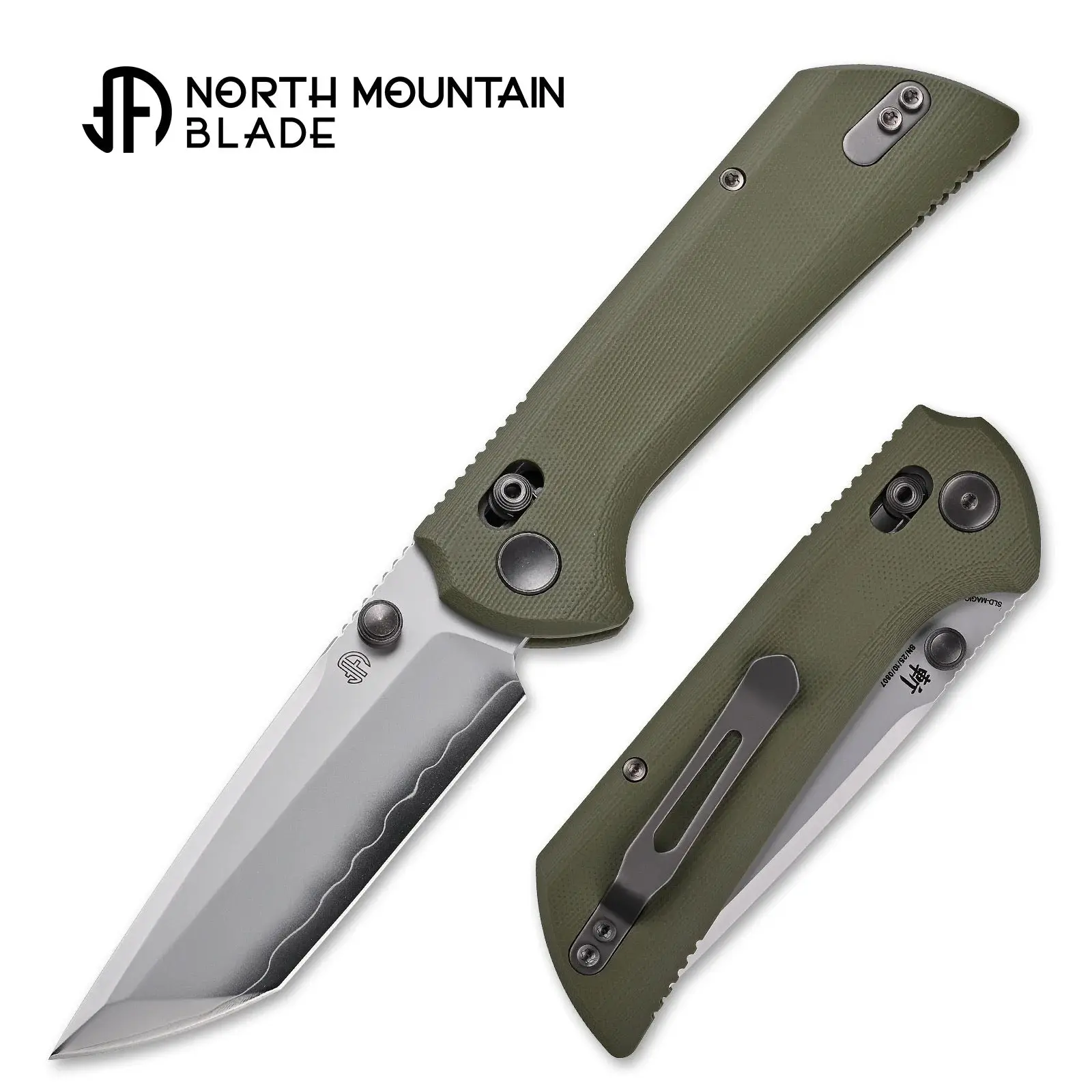 North Mountain Blade – Chop Crossbar Lock 3.58" SLD-Magic Tanto Folding Knife – OD Green Handle, Locking Mechanism EDC Utility Knife for Daily Use - 2532-GR