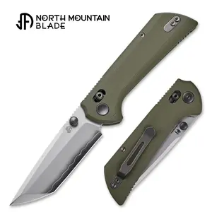 North Mountain Blade – Chop Crossbar Lock 3.58" SLD-Magic Tanto Folding Knife – OD Green Handle, Locking Mechanism EDC Utility Knife for Daily Use - 2532-GR