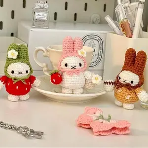 Crochet Miffy Keychain, Bunny With Hat Crochet, Handmade Mini Crochet Amigurumi Bunny With Hat Keychain, Cute Keyring, Crochet Bunny