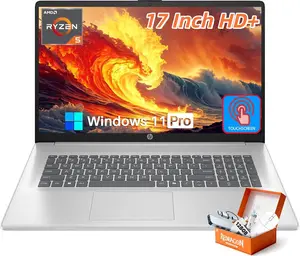 HP 17 Inch Touchscreen Laptop Computer for Business, AMD Ryzen 5 7430U, 17.3" HD+ Anti-Glare Display, 16/32/64GB RAM, 512GB/1TB/2TB SSD, Copilot AI, Wi-Fi 6, Bluetooth 5.4, Fast Charge, Windows 11 Pro, Accessories
