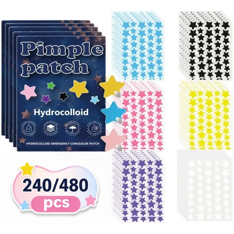 240/480 Pcs Star-Shaped Facial Hydrocolloid Acne Patches - Daily Face Care Products, Alcohol-Free, Odorless, Gentle Non-Irritating, Sensitive Skin Repair, Suitable for All Skin Types, Mother's Day Gift