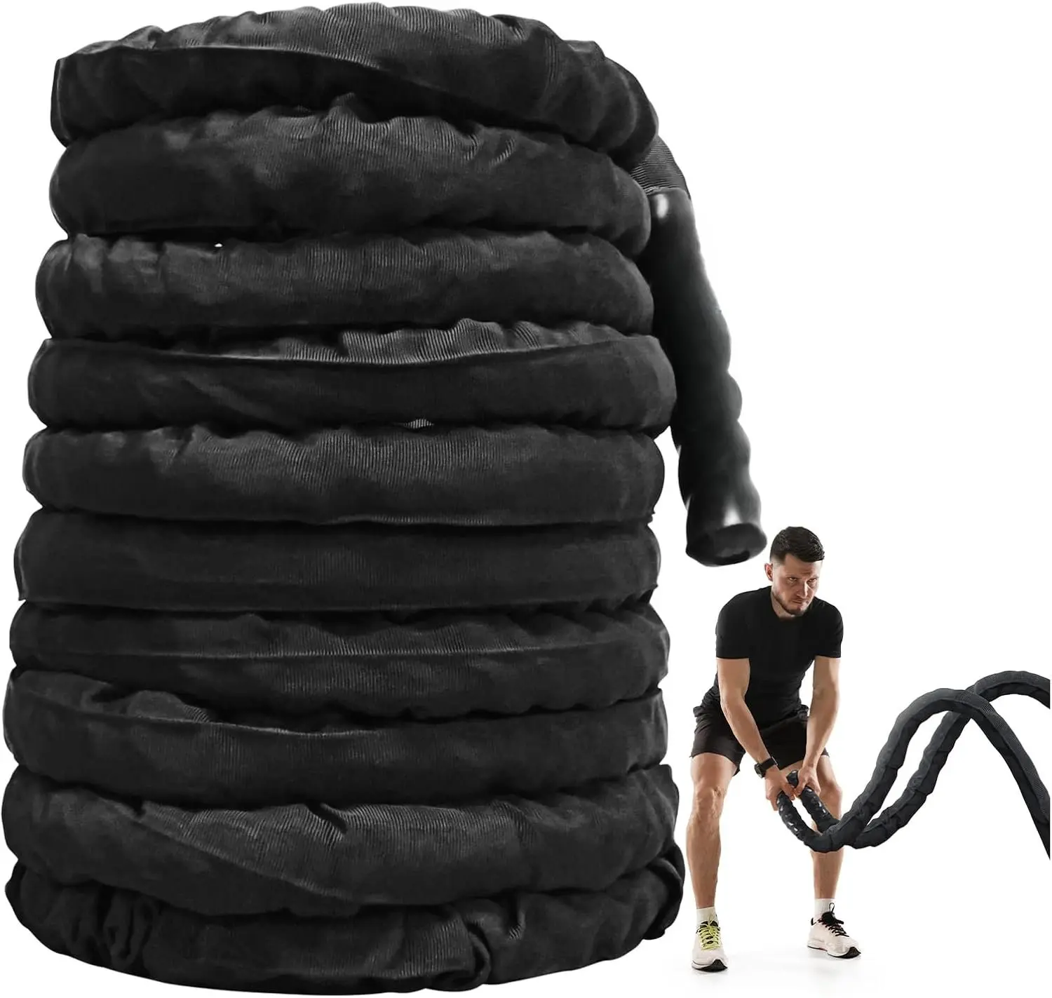 Battle Ropes Black Workout Rope 1 inch Battle Ropes for  Gym 30ft Exercise Ropes for Working Out Heavy Ropes for Exercise  Weighted Rope Weighted Workout Rope Battle Rope