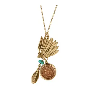 American Coin Treasures Indian Head Penny Headdress Necklace